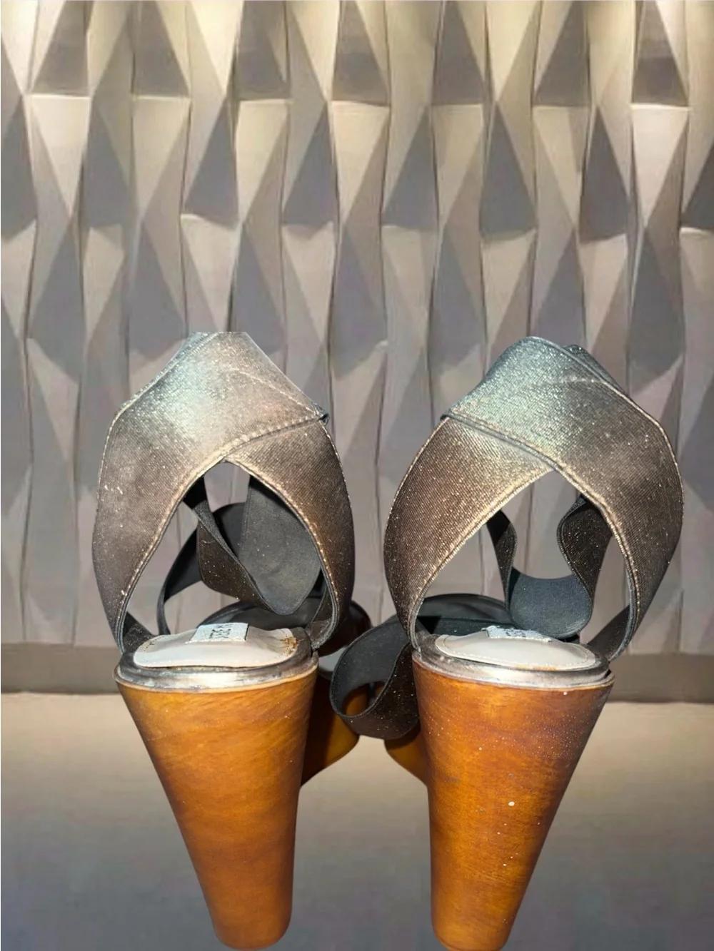 Steve Madden Metallic Gold Platform Sandals with Wood-Look Wedge